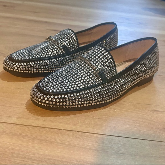 Sam Edelman Shoes - Edgy Black and Silver Rhinestone Loafers